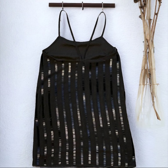 MANGO BLACK SEQUIN SLIP MINI DRESS SIZE 2 - Picture 2 of 7